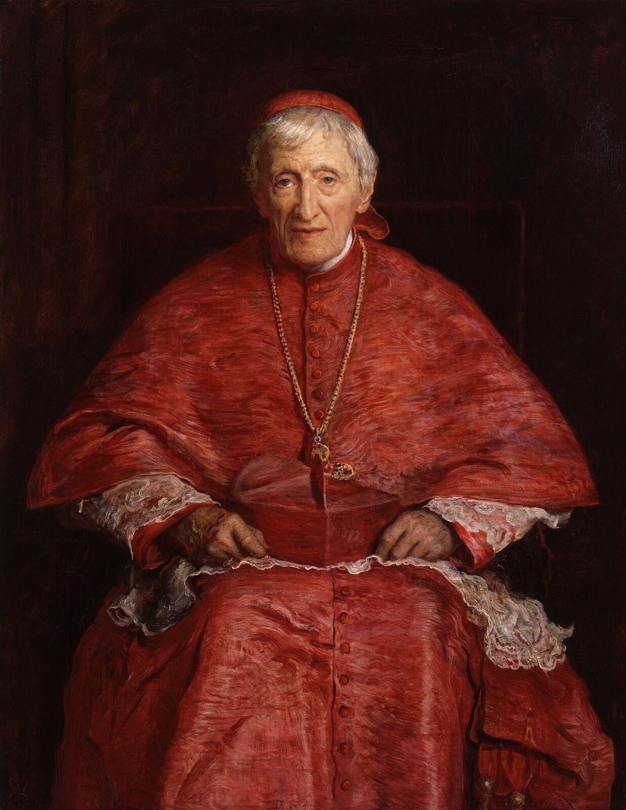 Painted portrait of John Henry Newman in cardinal's robes